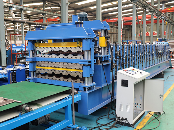 Three-Layer Roof Tile Roll Forming Machine with Stacking